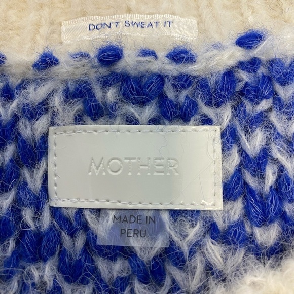 Mother Feline Friends Sweater Alpaca Crop Jumper Blue White - Picture 8 of 14